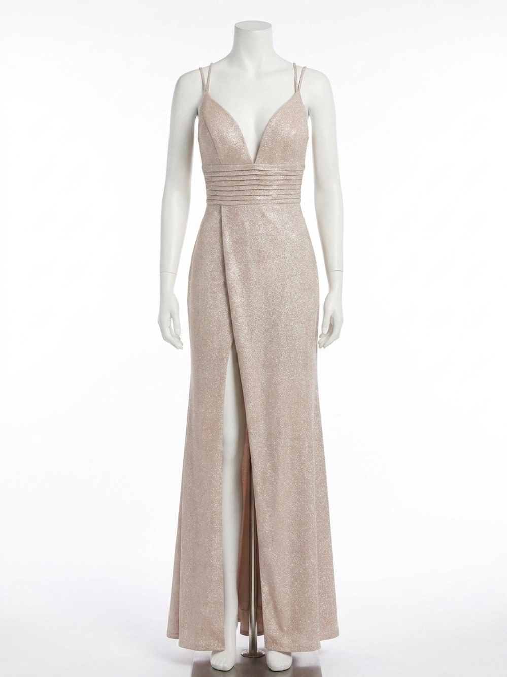 NEW CLARISSE deep v-neck maxi dress in blush